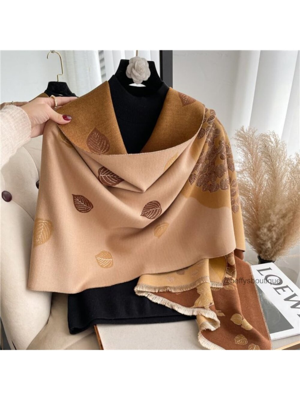 Oversized Plaid Blanket Scarf Shawl Acrylic Cashmere Feel Winter Wrap - Picture 2 of 5